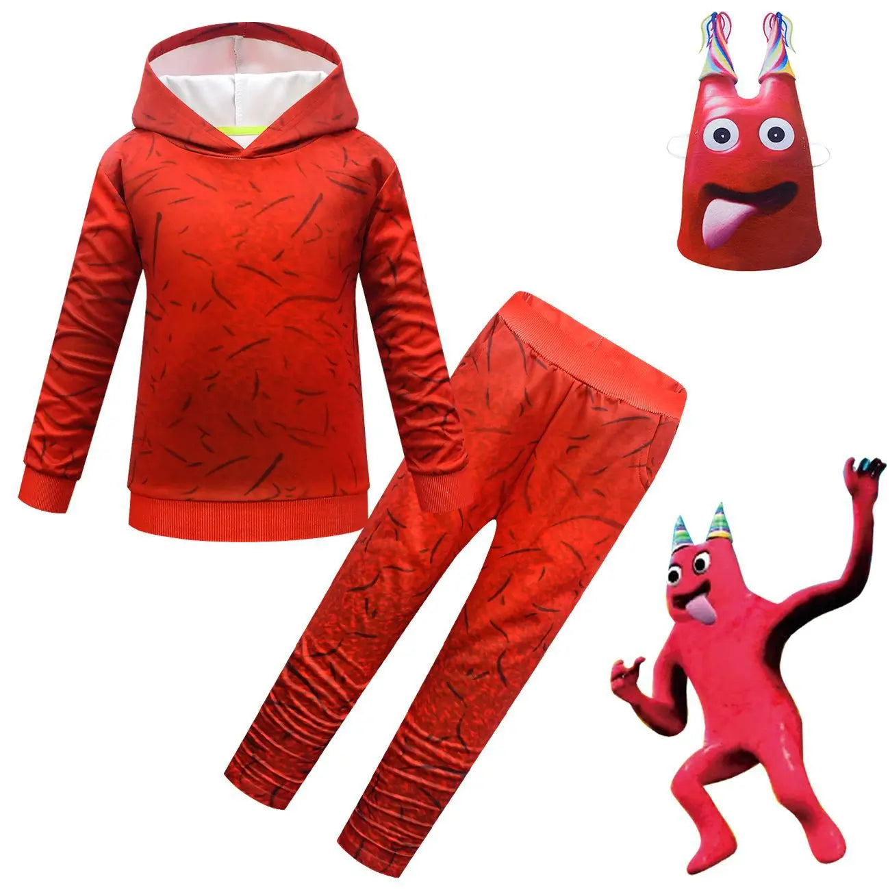Garten of Banban Costume - Fire Demon Game Doll Cosplay Clothing, Includes Flynn Steve Nabnabr Jumbo Josh Peluche Kids Hoodie, Pants, and Mask-