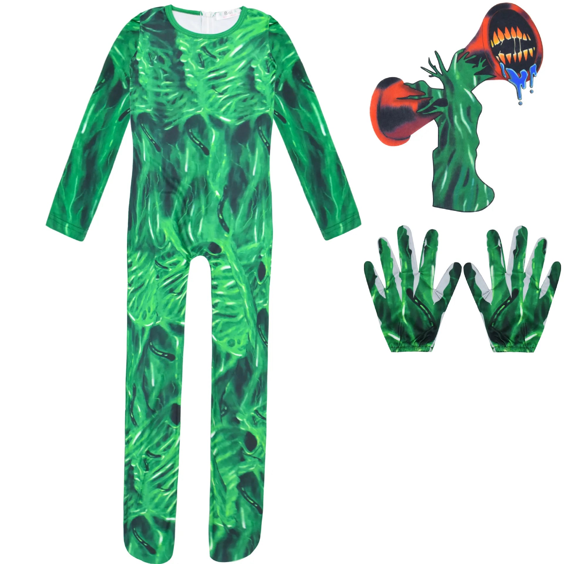 Kids Siren Head Cosplay Costume - Perfect for Boys and Girls, Suitable for Anime Funny Party Bodysuit, Halloween Carnival, and Fancy Dress Jumpsuits-159-green-120-Siren Head