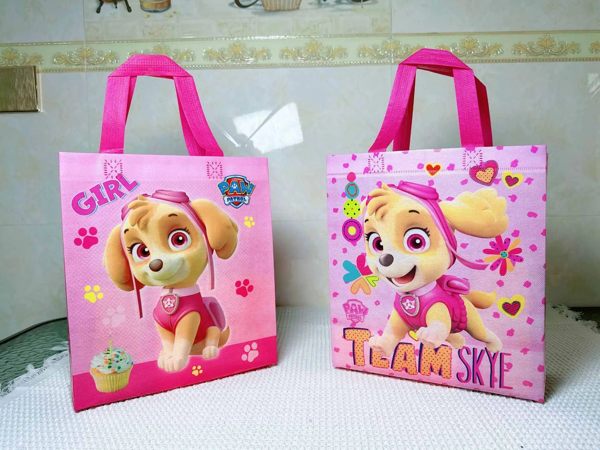 Paw Patrol Pink Birthday Skye Theme Party Decorations - Tableware Set Paper Plates Cups Napkins - For Kid Party Supplies Toy Gifts-2pcs Bags-Other-