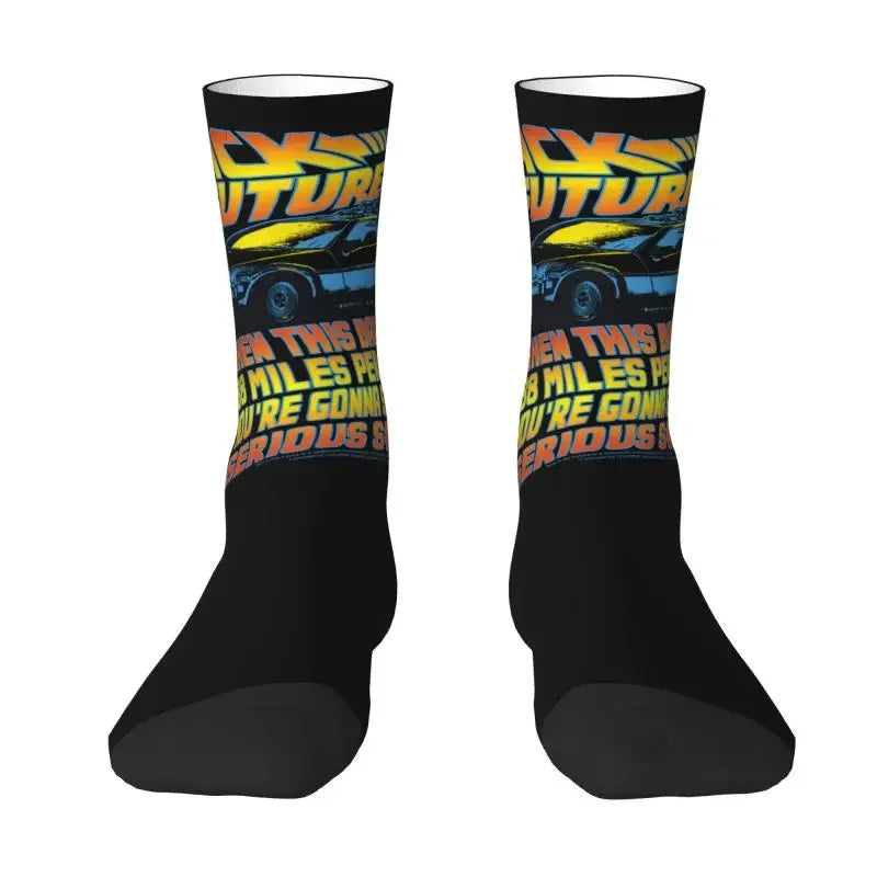 Back To The Future Dress Socks - Fun Mens & Unisex - Breathable 3D Print - Sci-Fi Film Crew Socks-5-Crew Socks-
