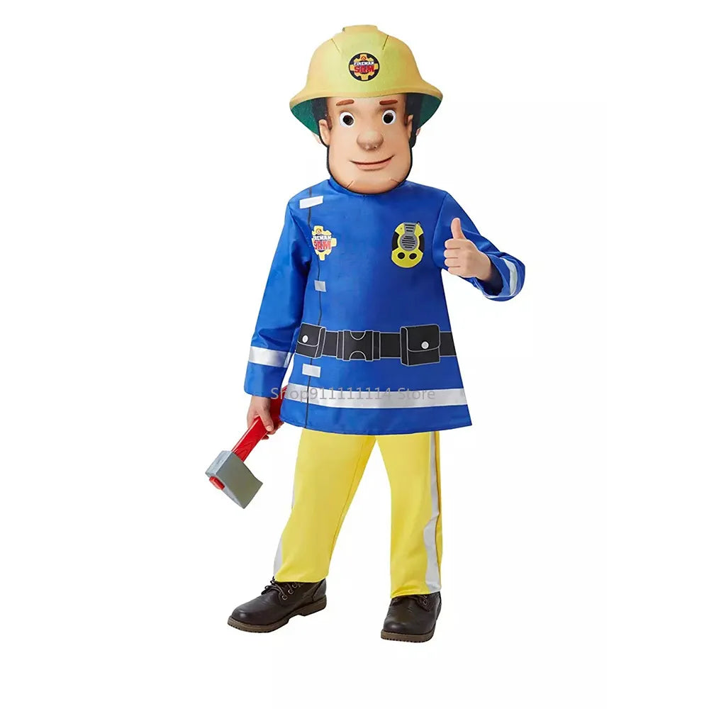 Sam Fireman Kids Cosplay Costumes - Children's Fancy Dress for Christmas Boy and Girl, Children's Carnival with Top Pants, Mask, and Purim Party Gift-