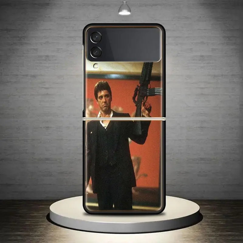 Scarface 1983 - Al Pacino's Iconic Role - Samsung Galaxy Z Flip Cover - Compatible with Flip4, 5, Flip3 5G - Black Hard Cover ZFlip4, ZFlip5, ZFlip3.-TR851-9-Samsung Z Flip 3-