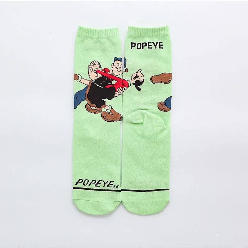 New Popeye the Sailor Cartoon Socks Anime Figure Olive Casual Cotton Socks Male Fashion Sports Socks Size 36-43 Direct selling-07-
