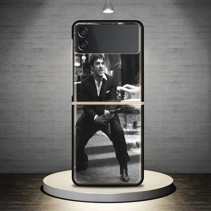 Scarface 1983 - Al Pacino's Iconic Role - Samsung Galaxy Z Flip Cover - Compatible with Flip4, 5, Flip3 5G - Black Hard Cover ZFlip4, ZFlip5, ZFlip3.-TR851-10-Samsung Z Flip 3-