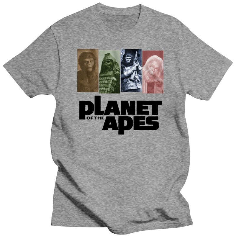 Planet Of The Apes - 1968 Movie Poster T-Shirt - Cult Movie Classic - Garment-grayMen-S-