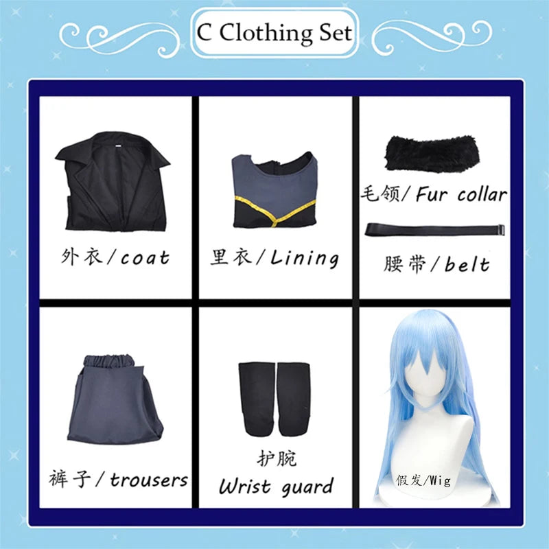 Rimuru Tempest Cosplay - Anime Costume from That Time I Got Reincarnated as a Slime, Including Halloween Uniform, Trench Wig, and Mask Set-4-XS-Rimuru Tempest