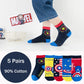 5Pairs Disney Baby Socks - Spiderman Cartoon Anime Cotton Boys Tube Socks - Children Autumn Winter Socks - Children Socks Size 0-12 Y-Captain-4-1-3 Years Old-