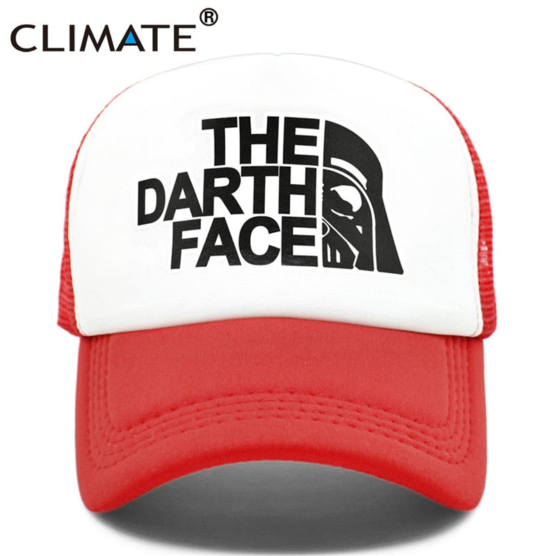 Darth Trucker - Ultimate Trucker - Snapback Baseball Cap - Summer Hat For Men and Women-Red White-Kid 52to55cm Head-