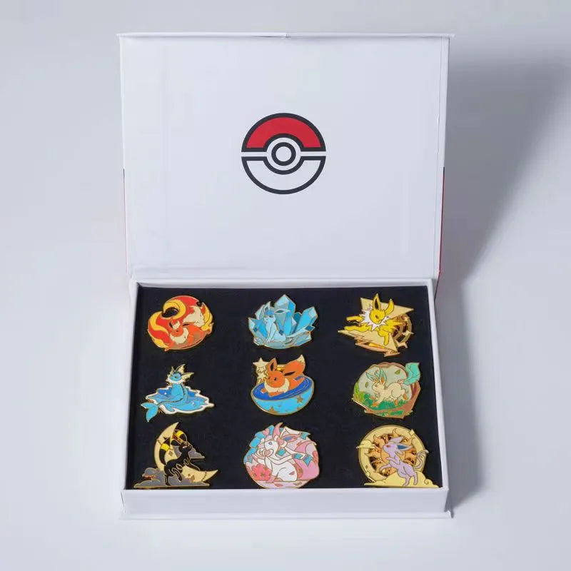 Pokemon Gym Badges Collection - Kanto Johto Hoenn Sinnoh Pins Brooches - Unique Pocket Monster Gift-Evees 4-