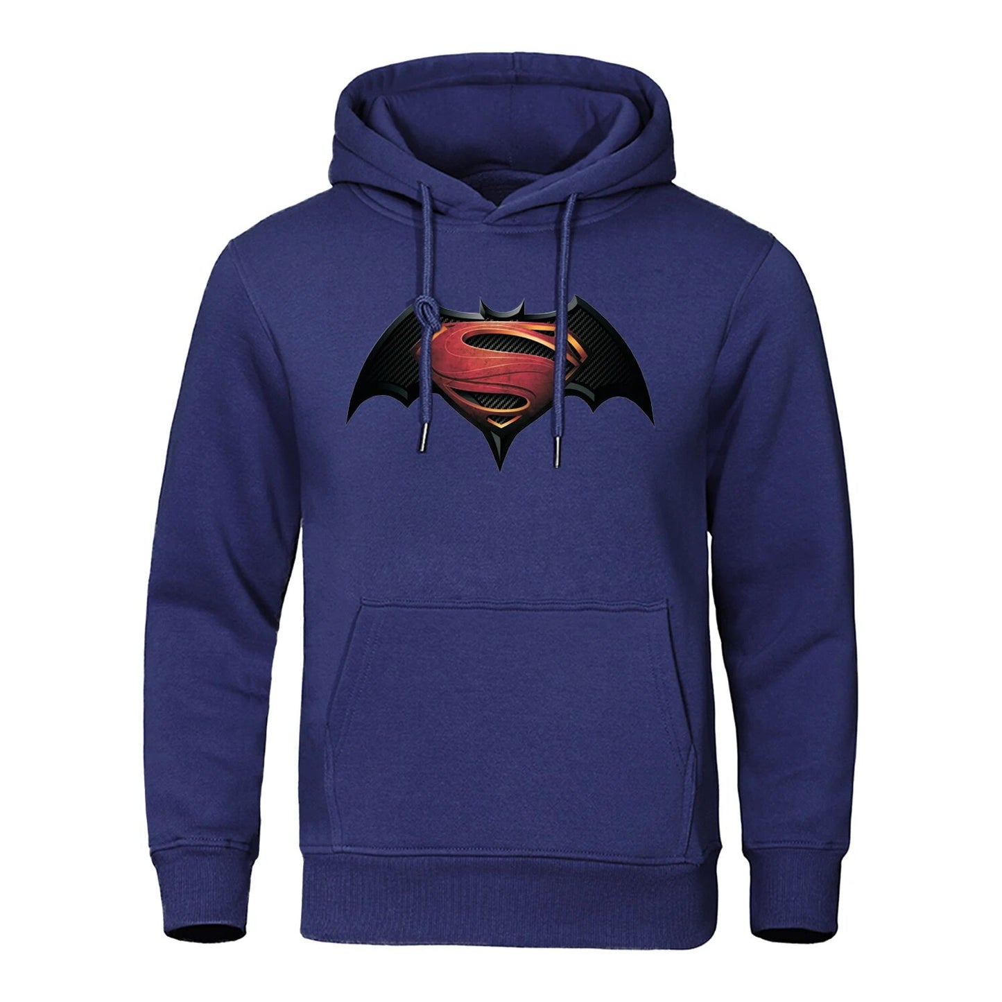 Superman / Batman - Super-Bat Hoodie - Men's Casual Streetwear-Dark Blue1-S-