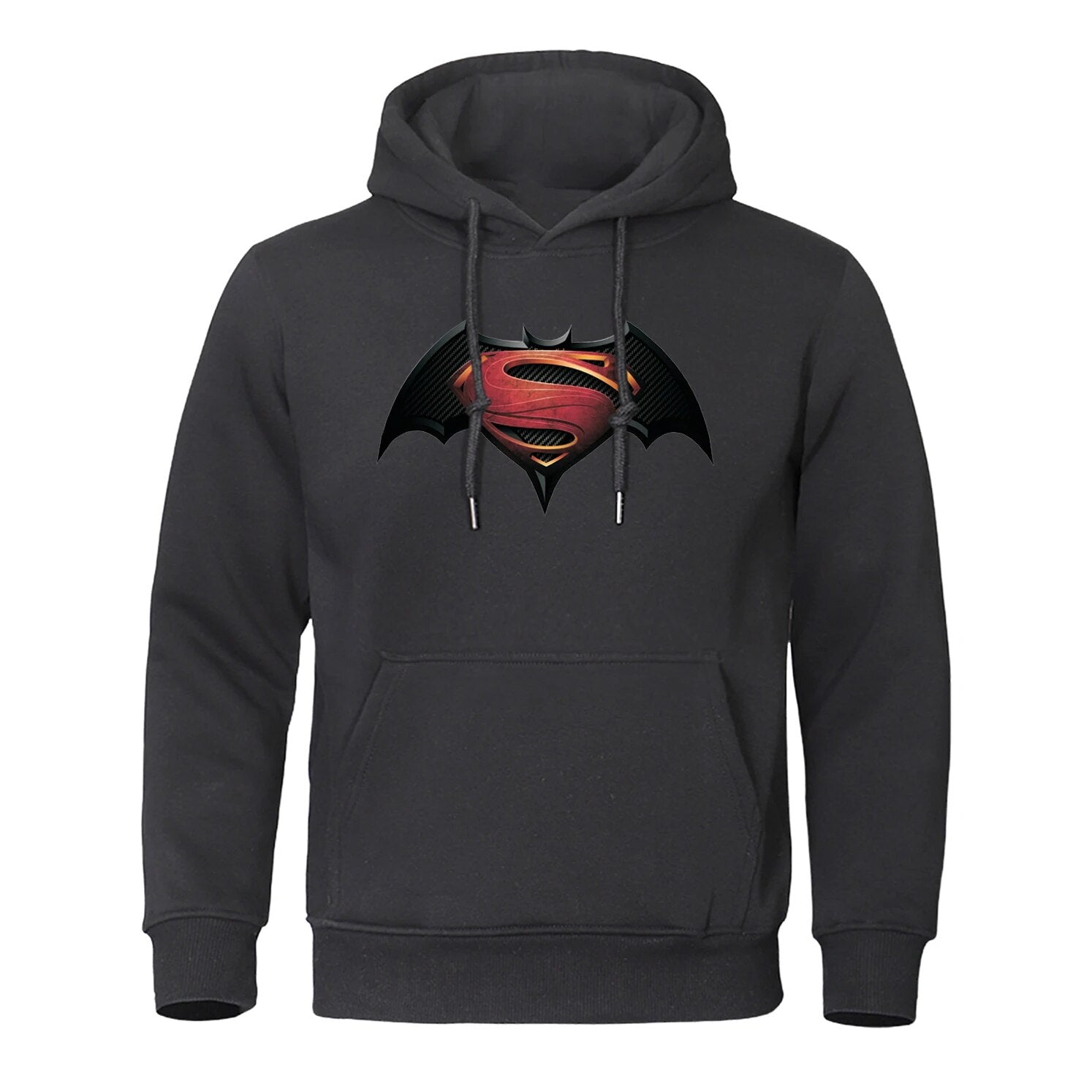 Superman / Batman - Super-Bat Hoodie - Men's Casual Streetwear-Black1-S-