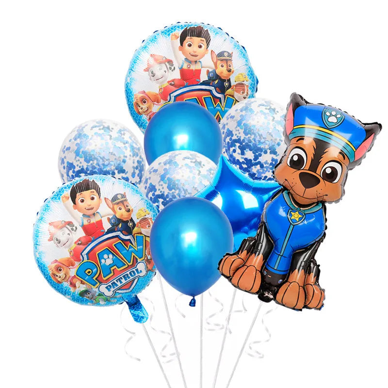 1Set Cartoon Paw Patrol Ryder Birthday Decoration - Aluminum Film Balloon Set Dog Chase Skye Marshall - Party Supplies Children Toys-Blue 10pcs-