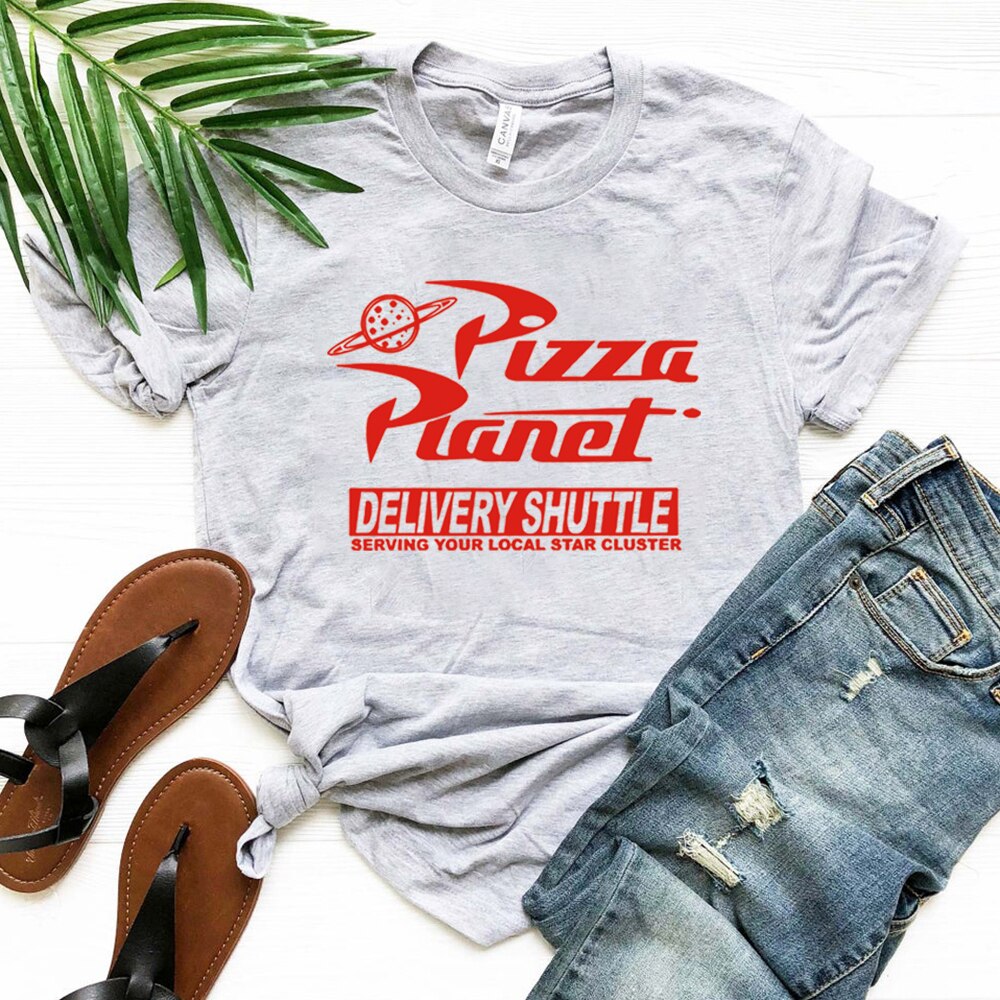 Pizza Planet Shirt - Vacation T-Shirt - Retro Television And Video - 1990s Garment-Gray-S-