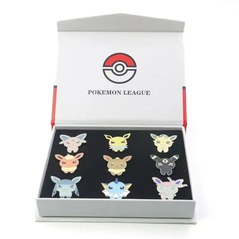 Pokemon Gym Badges Collection - Kanto Johto Hoenn Sinnoh Pins Brooches - Unique Pocket Monster Gift-Evees 2-