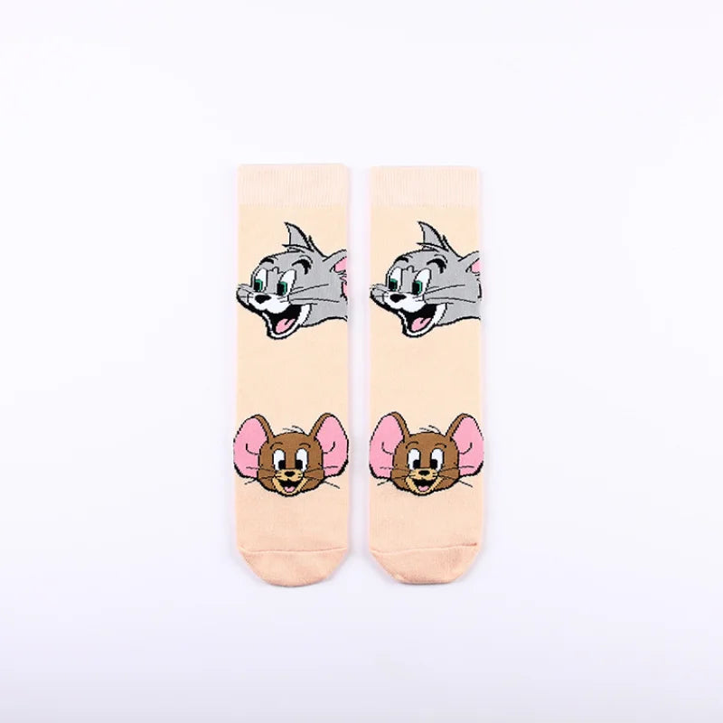 Cute Tom and Jerry Anime Sock Cartoon Figure Socks Cotton Male Fashion Trend Tube Socks Adult Sports Long Socks Birthday Gift-14-
