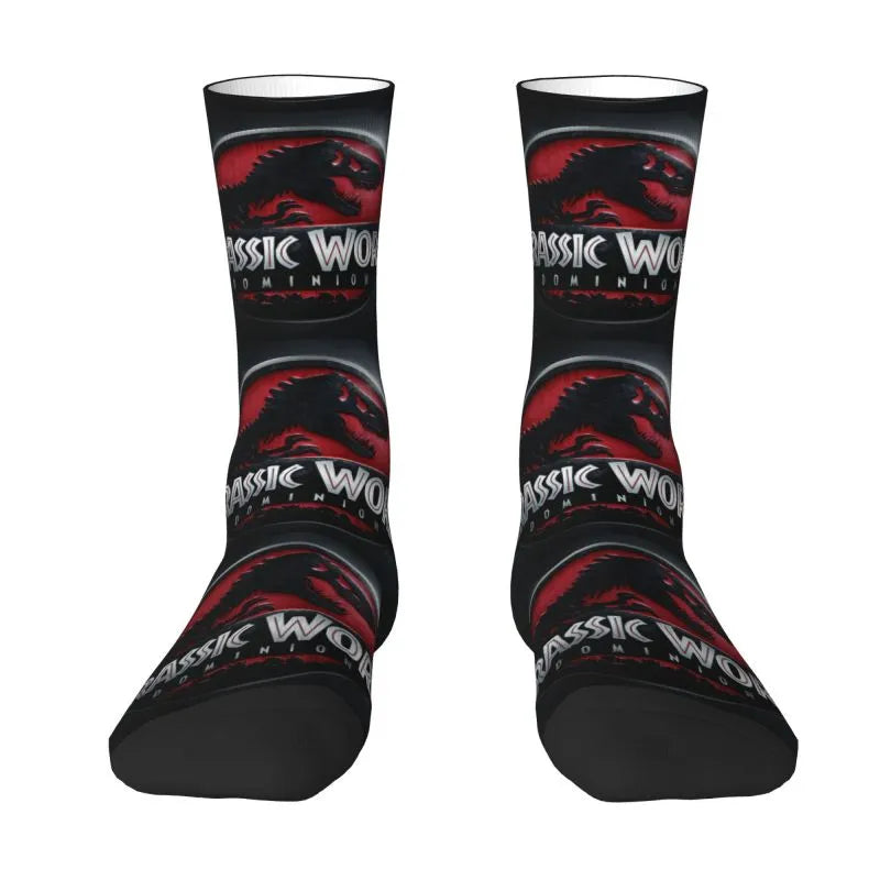 Jurassic Park Dinosaur Dress Socks - Fun Men's Unisex - Warm Comfortable 3D Printing Sci-Fi Fantasy Film Crew-7-Crew Socks-
