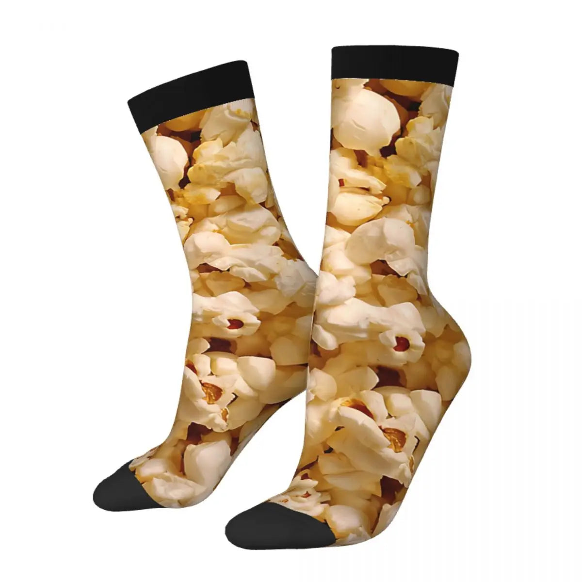 Popcorn Hip Hop Vintage Crazy Sock - Funny Seamless Pattern for Men - Novelty Printed Boys Crew Gift-2 Black-One Size-
