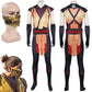 Scorpion Cosplay Fantasy Print Jumpsuit Mask - Inspired by Anime Game Mortal Kombat, Ideal for Costume Disguise and Adult Men's Cosplay Roleplay Outfits-