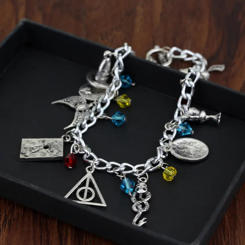 Time Turner Quidditch Jewelry - Harri Potter Combination Bracelet Pendants - Silver and Gold Plated Charms-1-