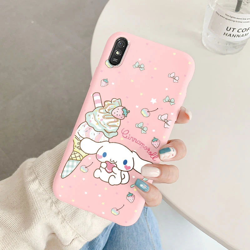 Cute Cartoon Phone Case - Anti-drop Soft Kuromi Melody Cinnamoroll Case - Xiaomi Redmi 9A 9AT Back Cover - Girl Boys for Redmi 9a - Xiaomi Redmi 9A - Anime Fan Gift-Kqf-sanlo52-Redmi 9A-
