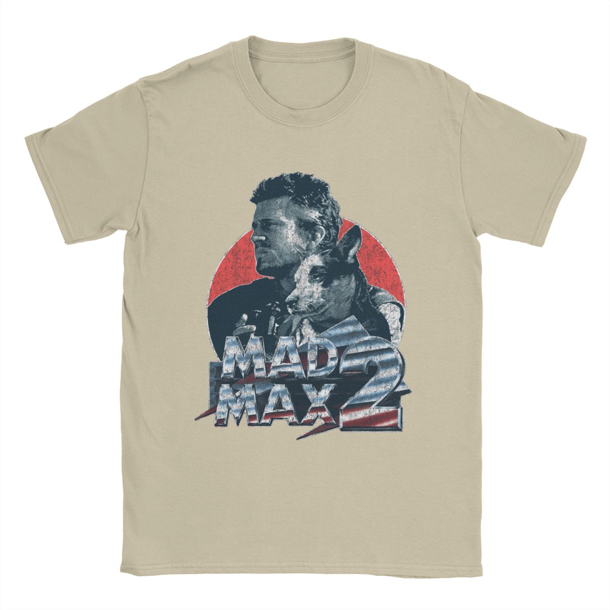 Mad Max - T-Shirt 100% Cotton - Classic 1980's Action - Movie Buff Fanwear-Khaki-S-
