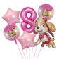1Set Cartoon Paw Patrol Ryder Birthday Decoration - Aluminum Film Balloon Set Dog Chase Skye Marshall - Party Supplies Children Toys-Pink 6pcs 8-