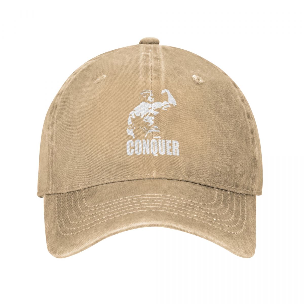 Conquer Arnold Schwarzenegger - Snapback Baseball Cap - Summer Hat For Men and Women-Khaki-One Size-
