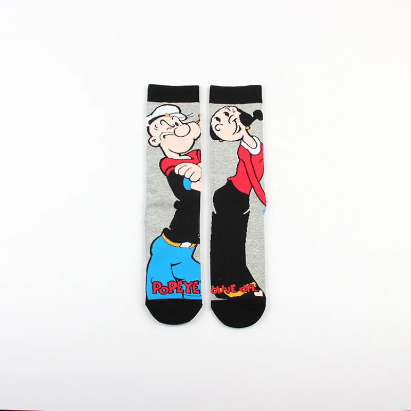 New Popeye the Sailor Cartoon Socks Anime Figure Olive Casual Cotton Socks Male Fashion Sports Socks Size 36-43 Direct selling-01-