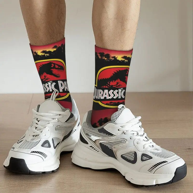 Jurassic Park Dinosaur Dress Socks - Fun Men's Unisex - Warm Comfortable 3D Printing Sci-Fi Fantasy Film Crew-