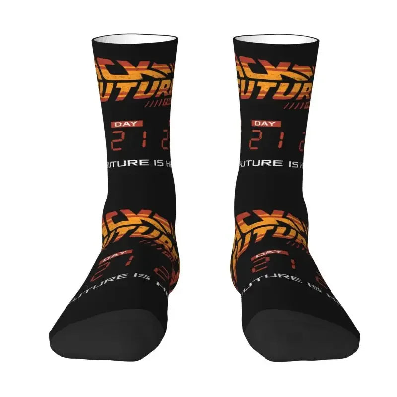 Back To The Future Dress Socks - Fun Mens & Unisex - Breathable 3D Print - Sci-Fi Film Crew Socks-11-Crew Socks-