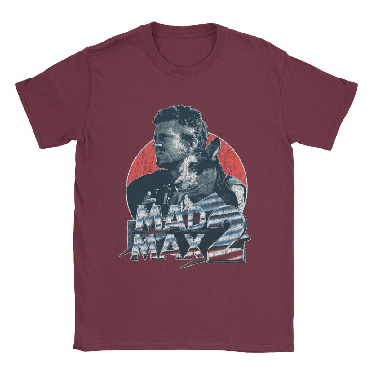 Mad Max - T-Shirt 100% Cotton - Classic 1980's Action - Movie Buff Fanwear-Burgundy-S-