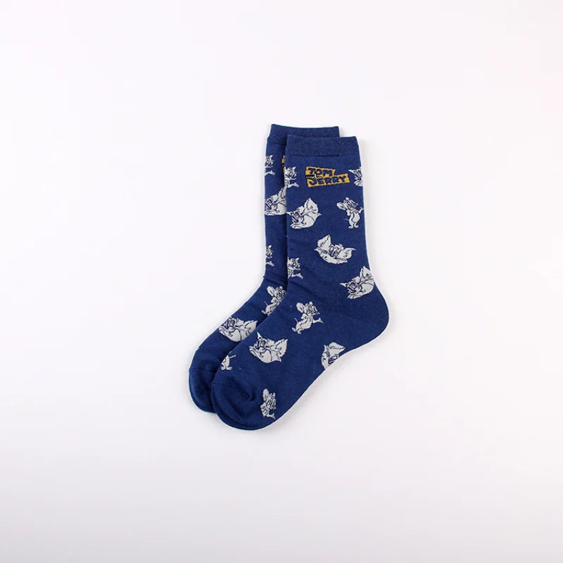 Cute Tom and Jerry Anime Sock Cartoon Figure Socks Cotton Male Fashion Trend Tube Socks Adult Sports Long Socks Birthday Gift-2-