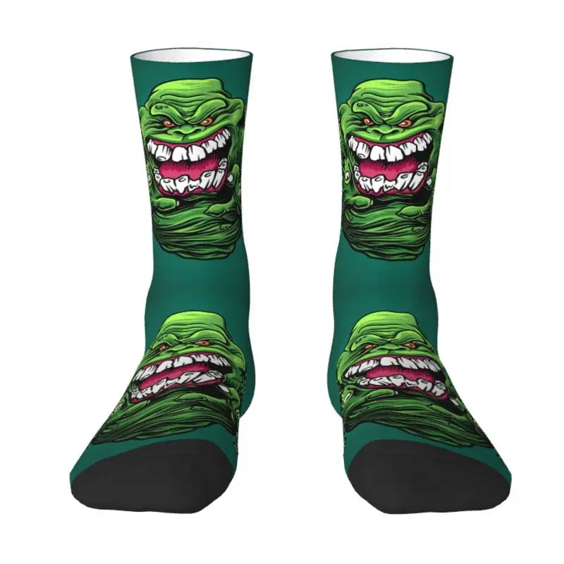 Ghostbusters Slimer Men's Crew Socks - Unisex Novelty 3D Print - Green Ghost Supernatural Movie Dress-5-Crew Socks-