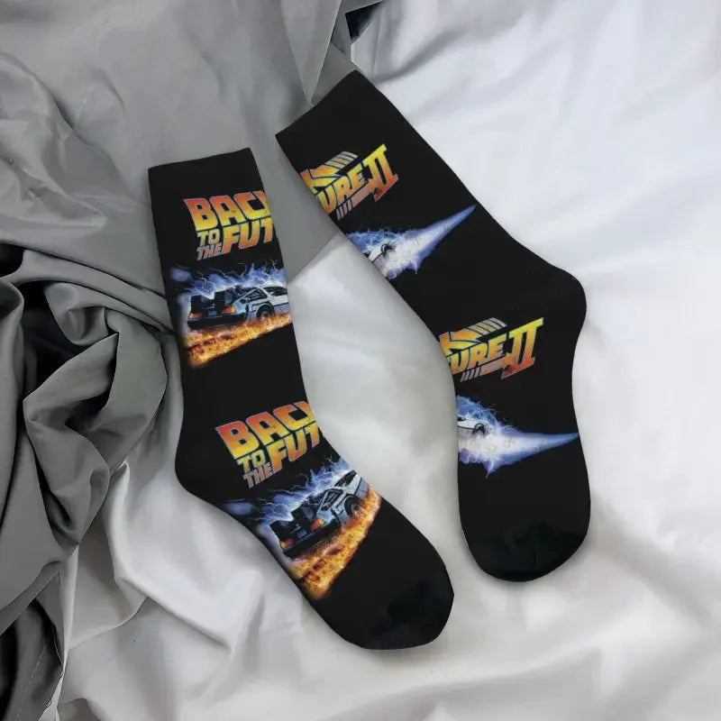Back To The Future Dress Socks - Fun Mens & Unisex - Breathable 3D Print - Sci-Fi Film Crew Socks-
