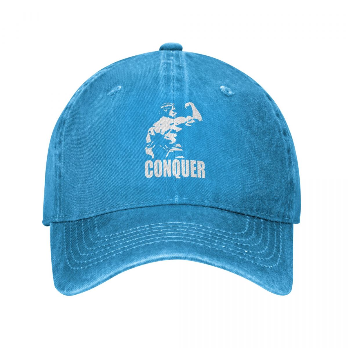 Conquer Arnold Schwarzenegger - Snapback Baseball Cap - Summer Hat For Men and Women-Blue-One Size-