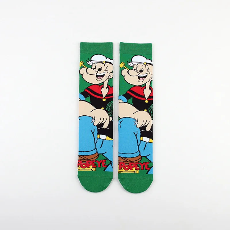 New Popeye the Sailor Cartoon Socks Anime Figure Olive Casual Cotton Socks Male Fashion Sports Socks Size 36-43 Direct selling-02-