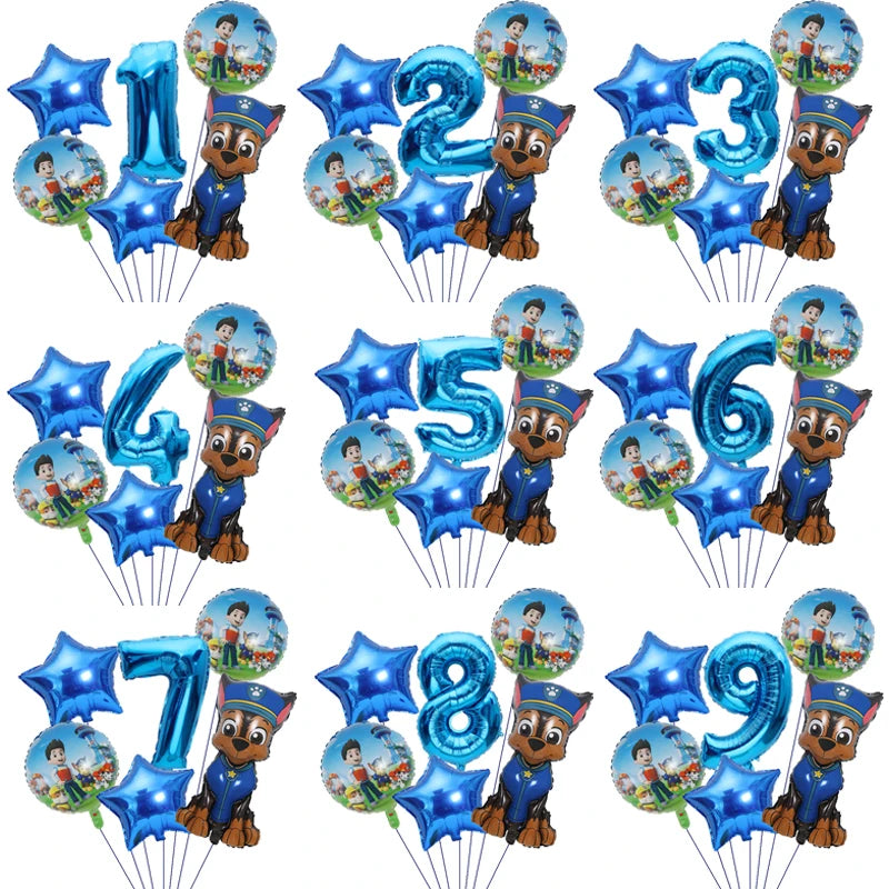 1Set Cartoon Paw Patrol Ryder Birthday Decoration - Aluminum Film Balloon Set Dog Chase Skye Marshall - Party Supplies Children Toys-