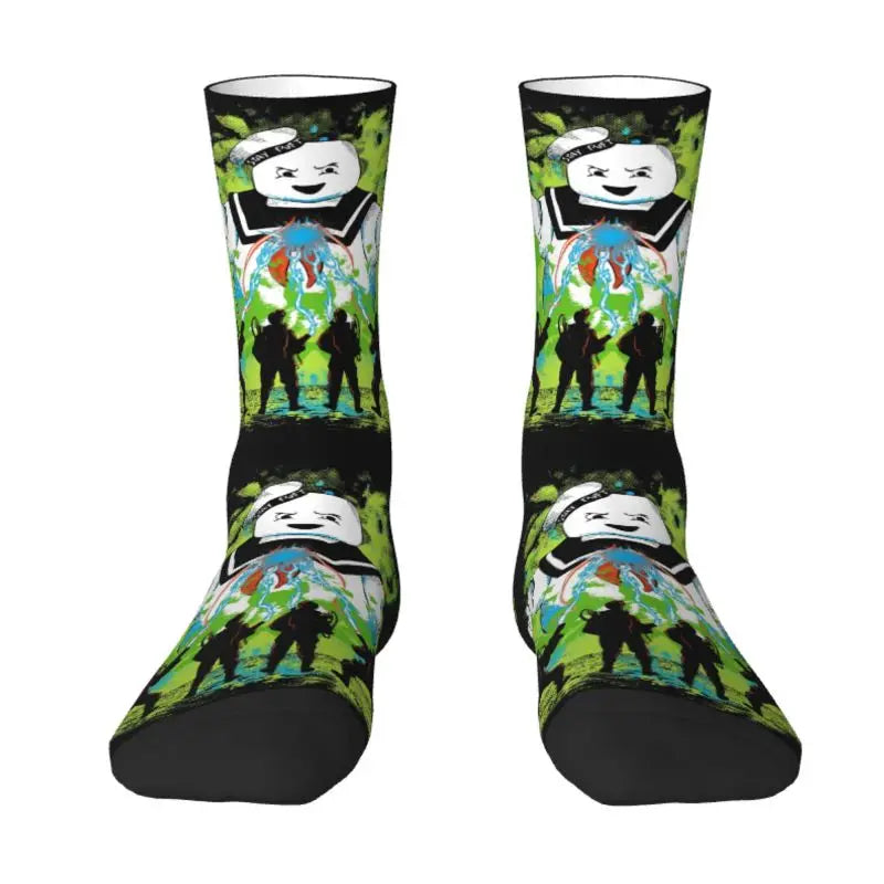 Ghostbusters Slimer Men's Crew Socks - Unisex Novelty 3D Print - Green Ghost Supernatural Movie Dress-4-Crew Socks-
