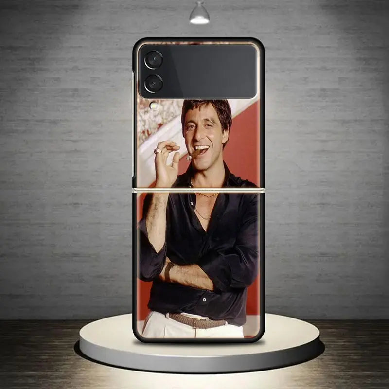 Scarface 1983 - Al Pacino's Iconic Role - Samsung Galaxy Z Flip Cover - Compatible with Flip4, 5, Flip3 5G - Black Hard Cover ZFlip4, ZFlip5, ZFlip3.-TR851-2-Samsung Z Flip 3-