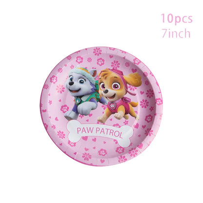 Paw Patrol Pink Birthday Skye Theme Party Decorations - Tableware Set Paper Plates Cups Napkins - For Kid Party Supplies Toy Gifts-10pcs 7inch plates-Other-
