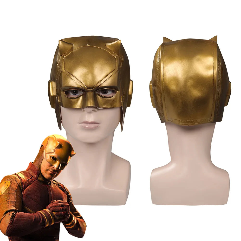 Matt Murdock Mask - Superhero Dare Cosplay Devil Costume Accessories in Dark Red for Halloween Masquerade Full Face Helmet and Disguise-Gold-50-60cm-