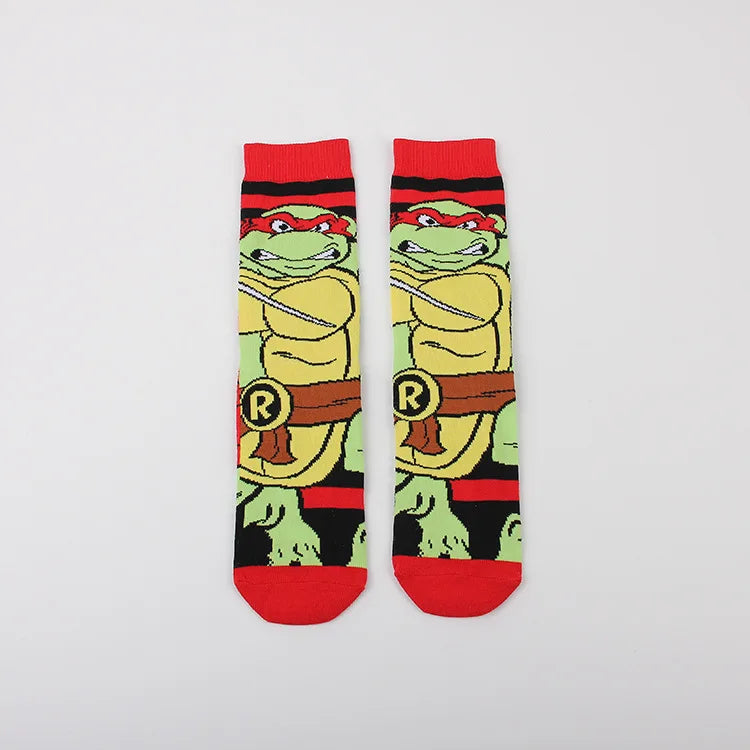 Teenage Mutant Ninja Turtles Skateboard Socks - Men & Women Hip Hop Print - Personality Casual Long Breathable Sock-15 a pair-one size-