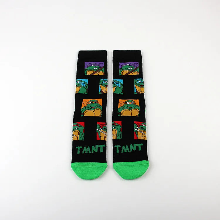Teenage Mutant Ninja Turtles Skateboard Socks - Men & Women Hip Hop Print - Personality Casual Long Breathable Sock-8 a pair-one size-