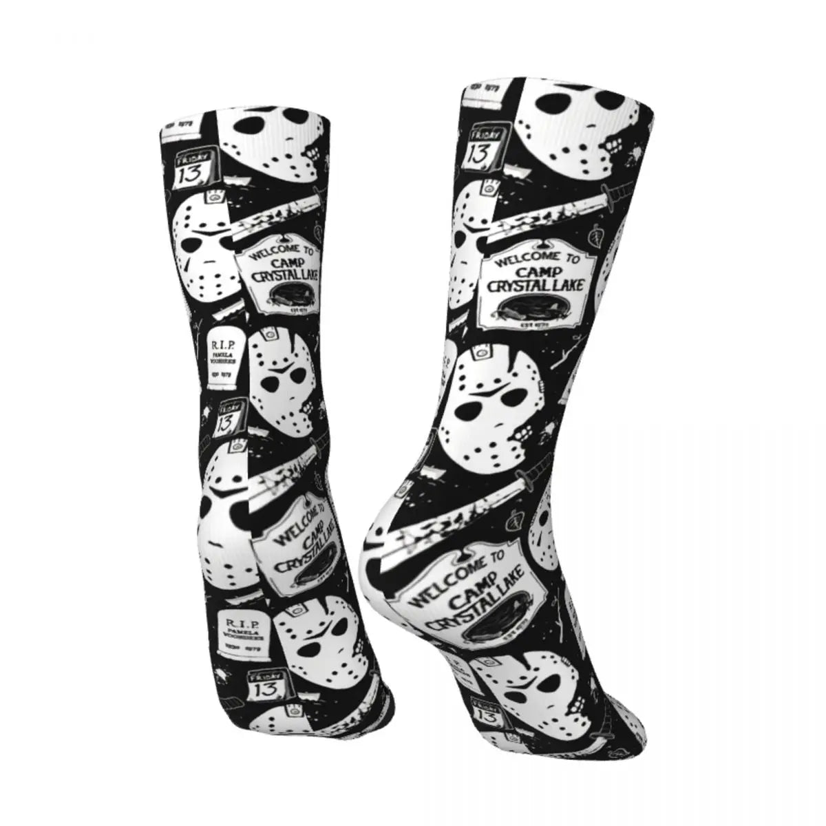 Welcome Campers Retro Horror Movie Socks - Funny Men's Harajuku Street Style - Seamless Crew Crazy Gift-As The Picture-One Size-