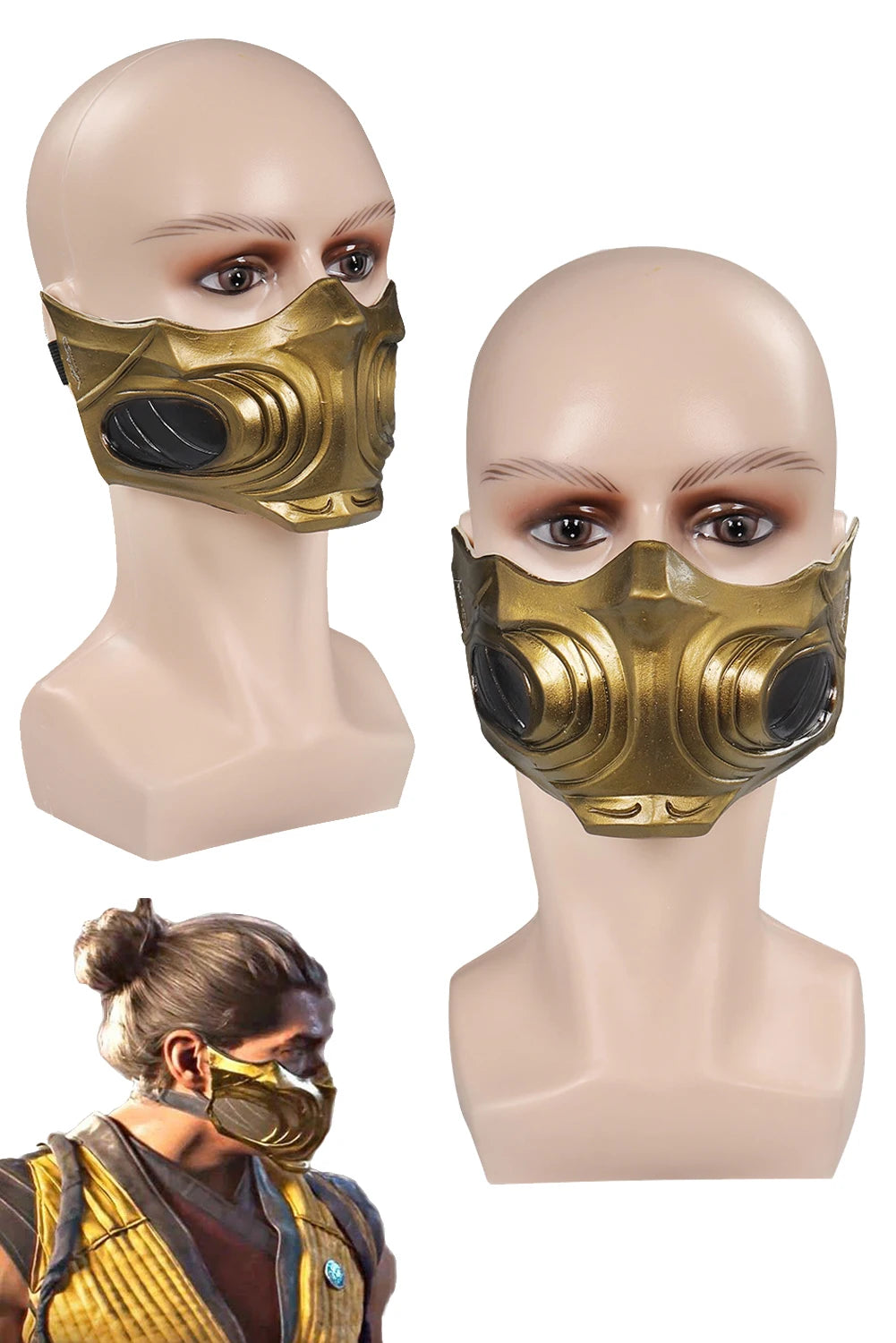 Scorpion Cosplay Fantasy Print Jumpsuit Mask - Inspired by Anime Game Mortal Kombat, Ideal for Costume Disguise and Adult Men's Cosplay Roleplay Outfits-Only Mask-XS-
