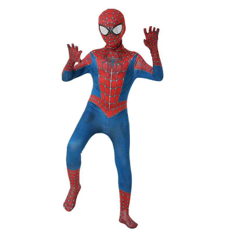 New Superhero 2099 Spiderman Kids Cosplay Costume - Bodysuit in 3D Style for Halloween Party Suits with Attached Mask-LM-100-