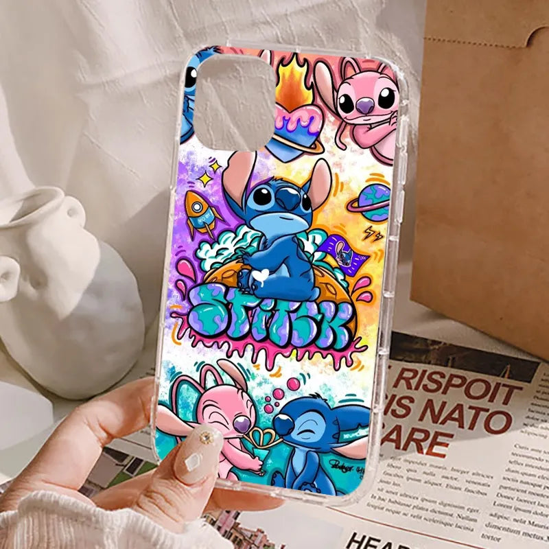 Limited Edition Graffiti Stitch Phone Case - Transparent - Apple iPhone 11 12 13 14 Max Mini 5 6 7 8 S SE X XR XS Pro Plus - All I-Phone Models - Anime Fan Gift-
