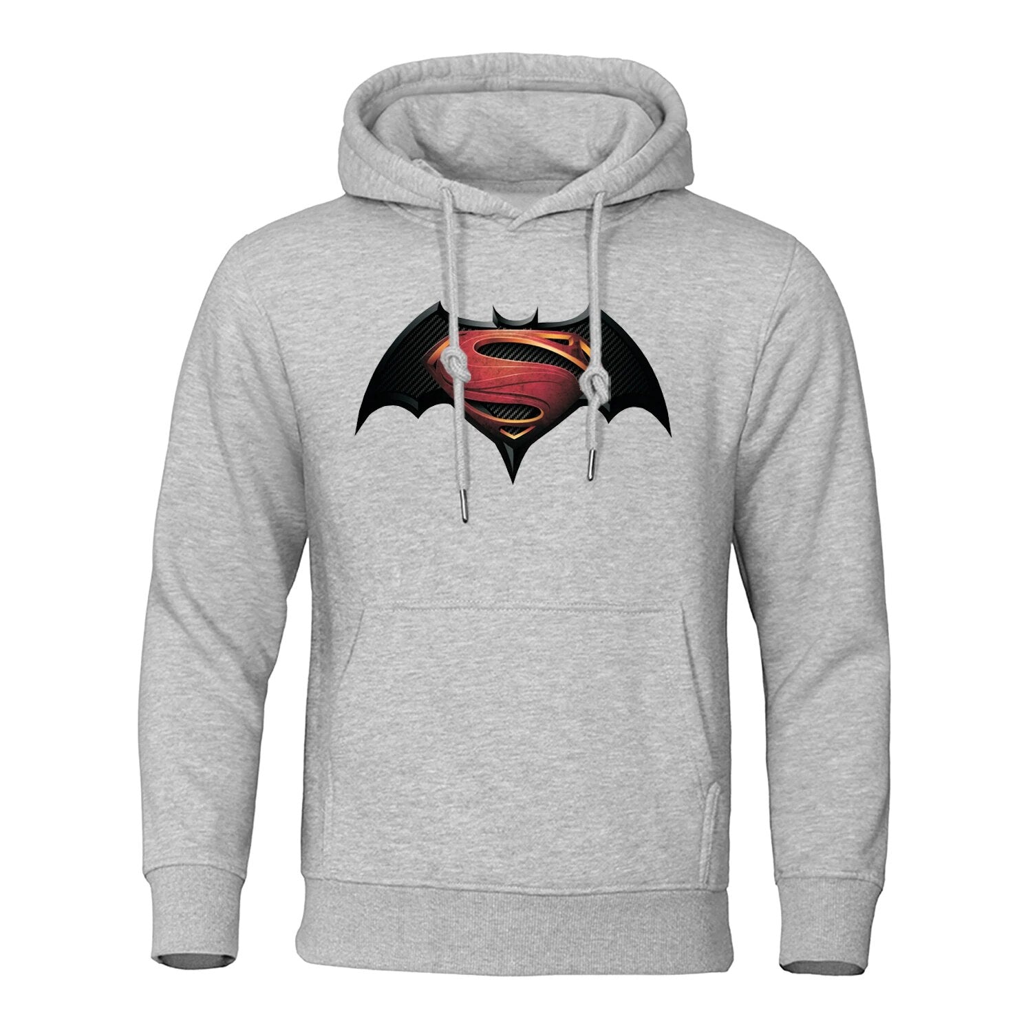 Superman / Batman - Super-Bat Hoodie - Men's Casual Streetwear-Gray1-S-