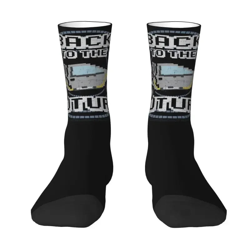 Back To The Future Dress Socks - Fun Mens & Unisex - Breathable 3D Print - Sci-Fi Film Crew Socks-12-Crew Socks-
