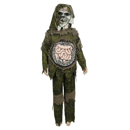 Kids Carnival Creepy Intestines Zombie Skull Costumes - Features Cosplay Gross Mask and Skeleton Camouflage Clothing, Perfect for Swamp Monster Party Props-Style 01-S-